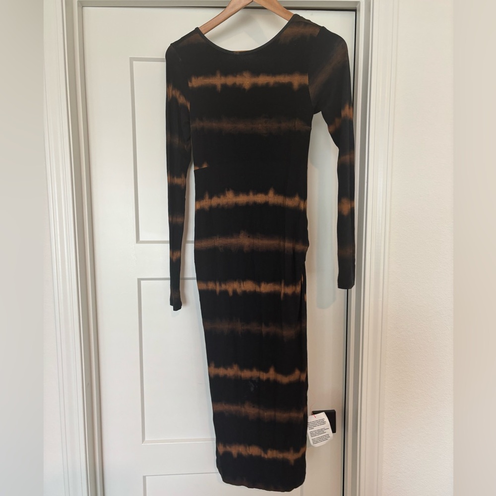 ASOS Maternity Black and Brown Tie-Dye Long Sleeve Dress